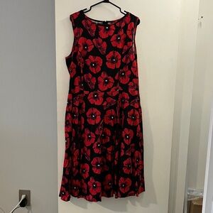 Floral Sleeveless Red Dress